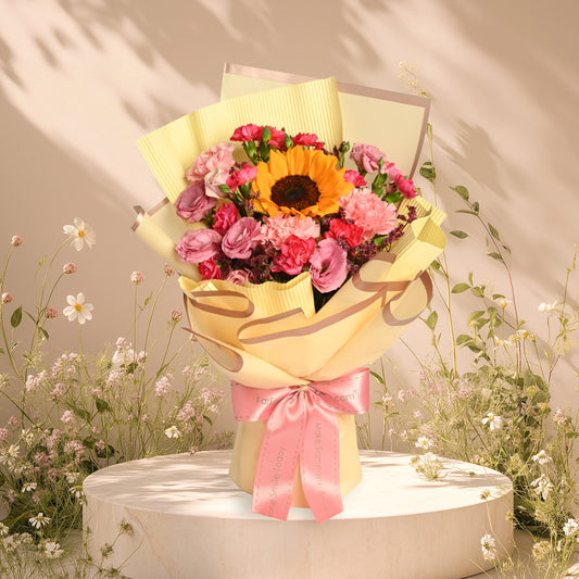 HKMDH03A Love That Shines - Sunflower & Carnations - Flower Bouquet