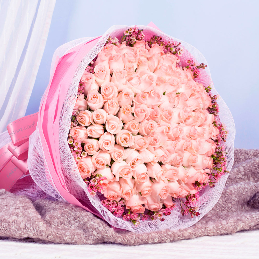 NRY02 - Sweet Devotion - 99 Pink Roses Flower Bouquet