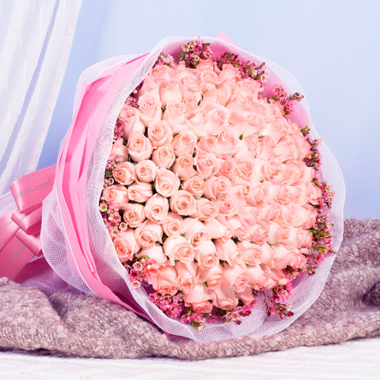 HKNRY02 - Sweet Devotion - 99 Pink Roses Flower Bouquet